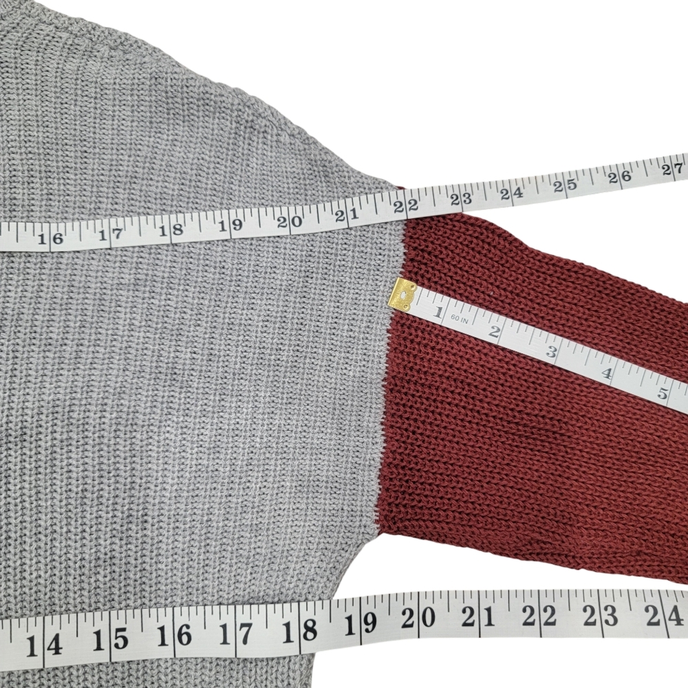 BCBGeneration V-neck Knit Sweater Colorblock Lantern Sleeves Grey Women’… - Picture 14 of 16